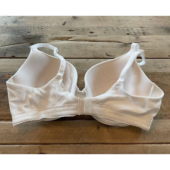 Victoria's Secret White Rib Cotton 32C The T-shirt Push-Up Perfect Shape Bra - Picture 2 of 2